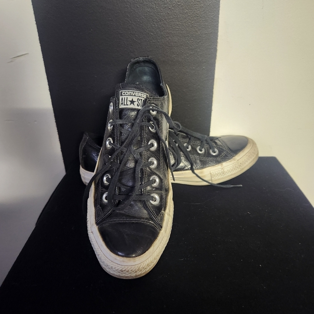Converse Black Leather Low Top Sneakers - Picture 4 of 8